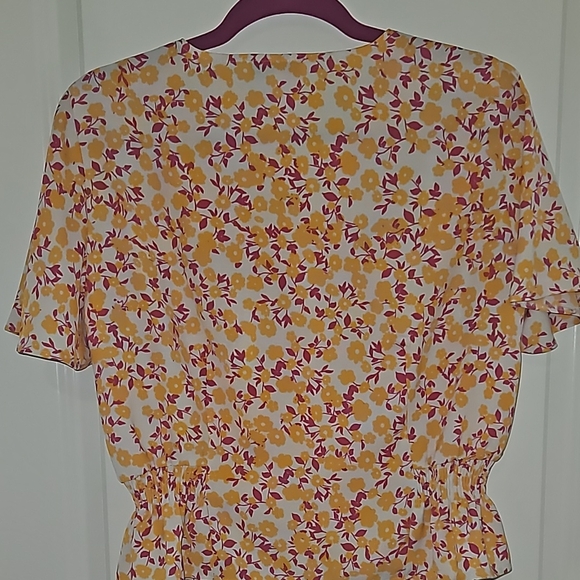 Topshop multicolored floral print blouse with collar and short sleeves - Picture 3 of 7